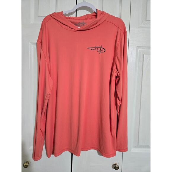 Reel life xl women's salmon colored long sleeve hooded shirt - Picture 1 of 10